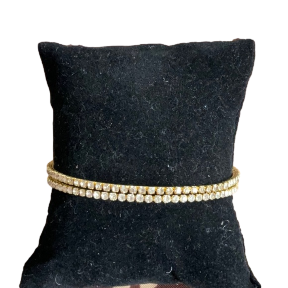 Set of 2 Crystal Gold Toned Bracelets